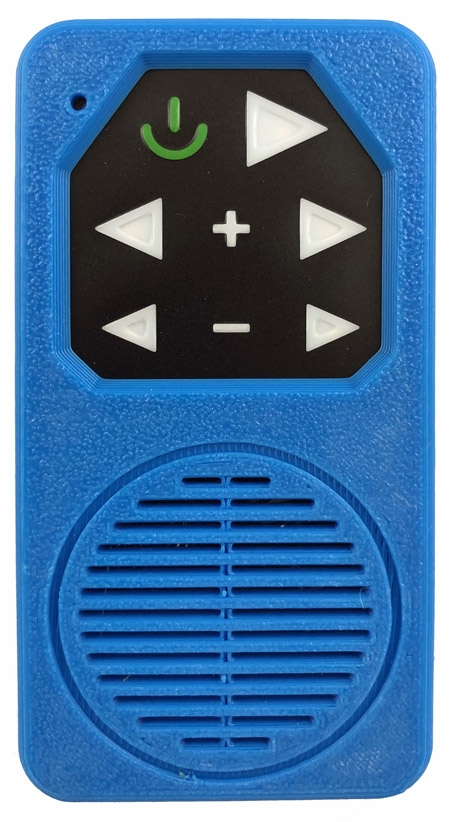 SeedPlayer solar player, front and back with solar panel